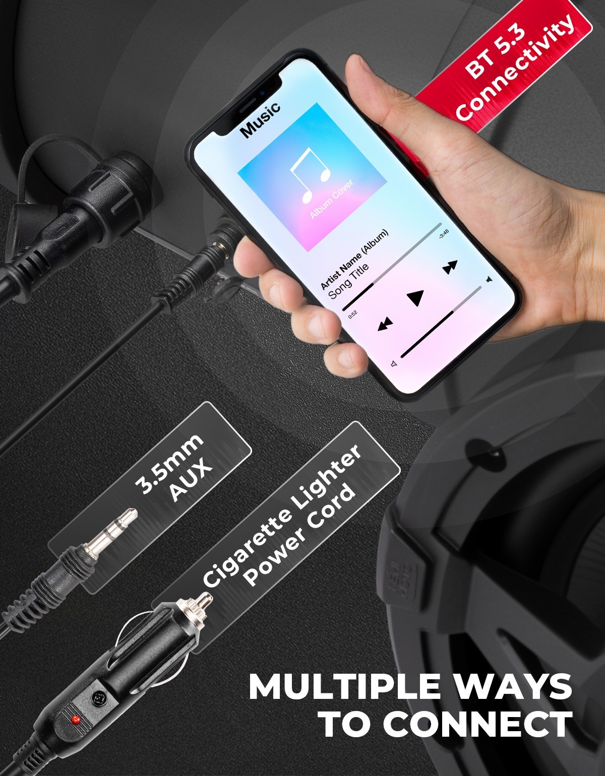 6.5 Inch ATV Speaker Bluetooth Audio Systems w/ 20 RGB Light Modes for Outlander