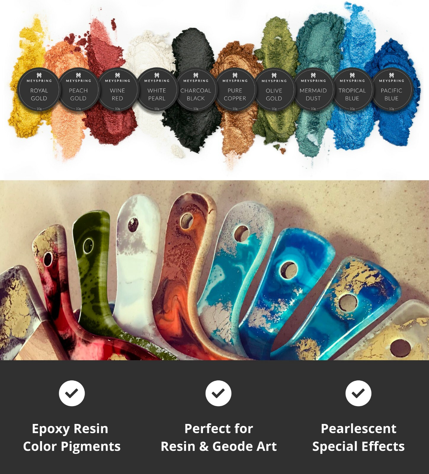 MEYSPRING 2Tone Collection Mica Powder Set - Epoxy Resin Color Pigment Resin Dye