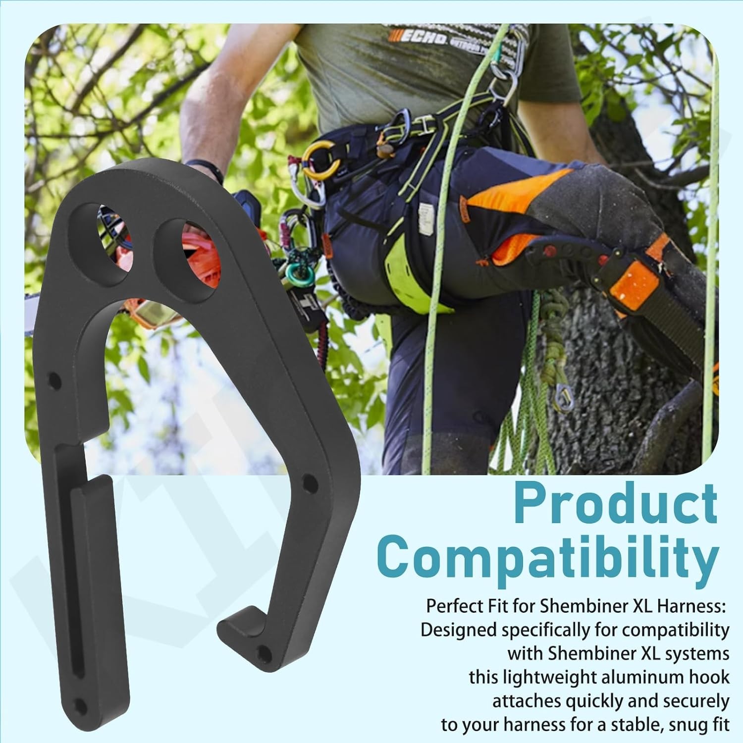 ALUMINUM TREE CLIMBING HOOK FOR SHEMBINER XL – ONE-HAND OPERATION W