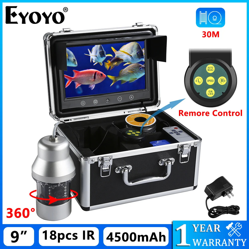 Eyoyo 9'' Underwater 360° Horizontal Fishing Camera 30M Cable 8GB Fish Camera