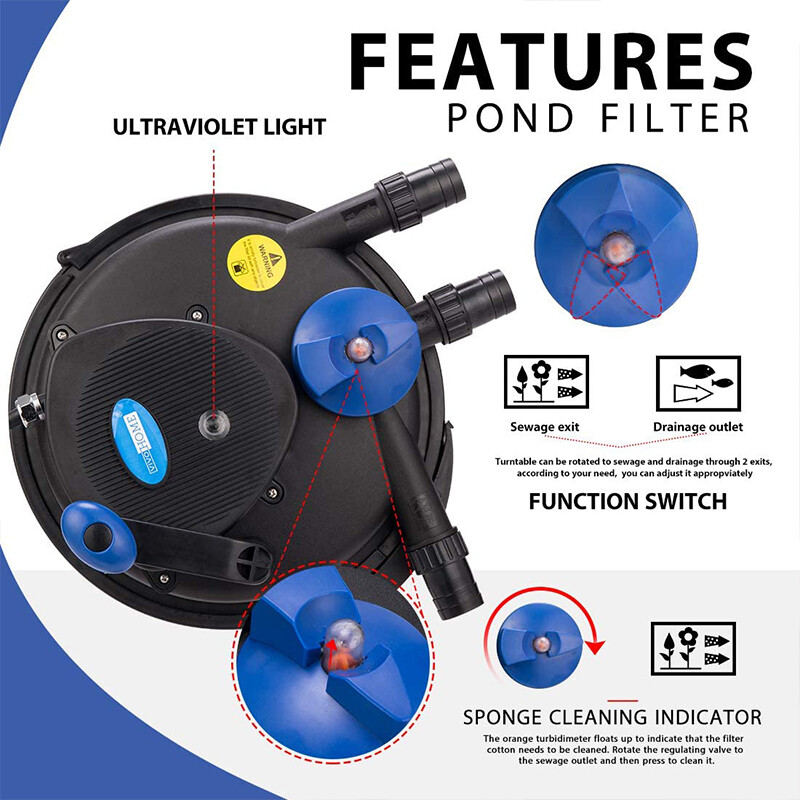 2100 Gal Pond Pressure Bio Filter w/ 13W UV Sterilizer Light Koi Fish ETL Listed