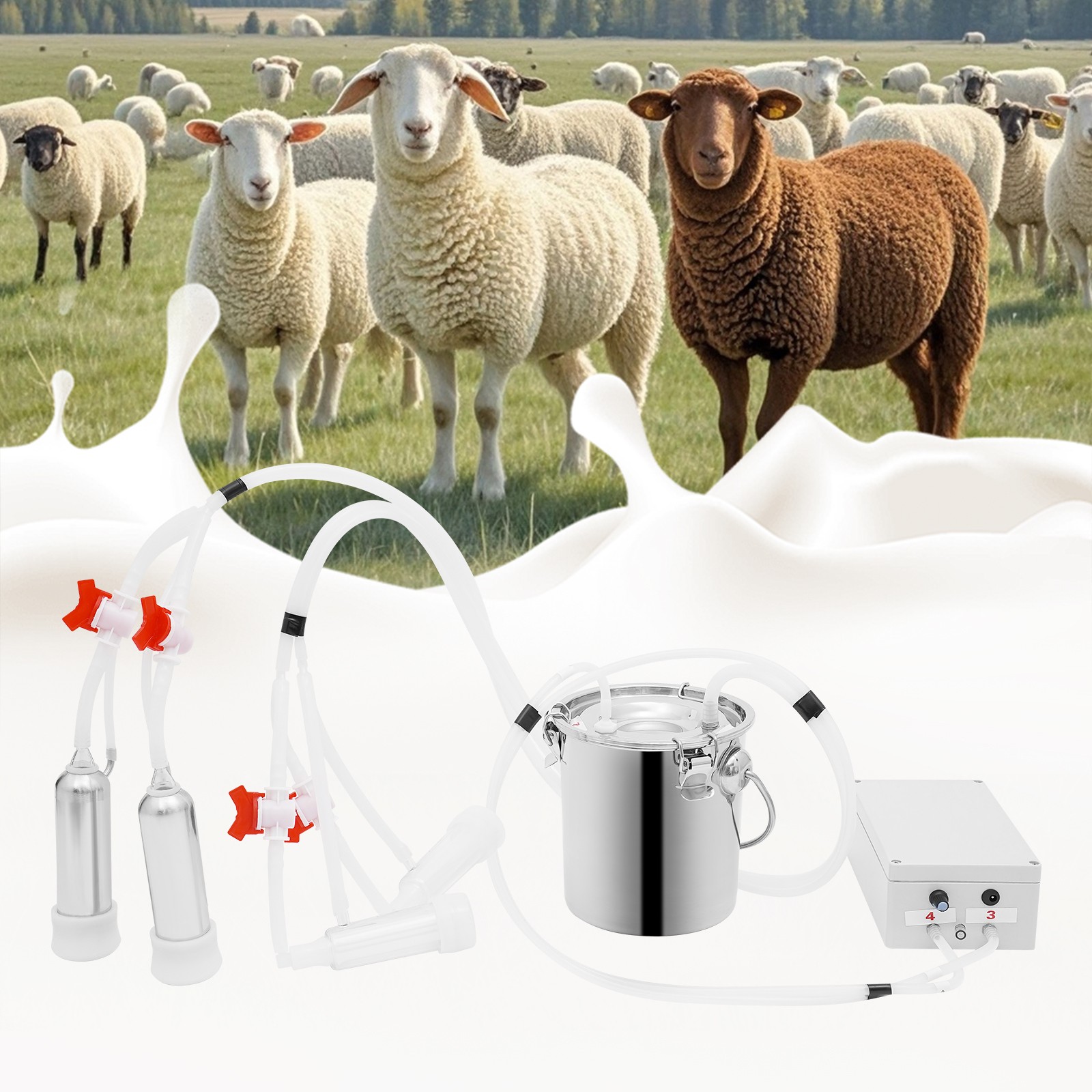 Electric Cow Milker Pulsation Cow Milking Machine with Stainless Steel Bucket