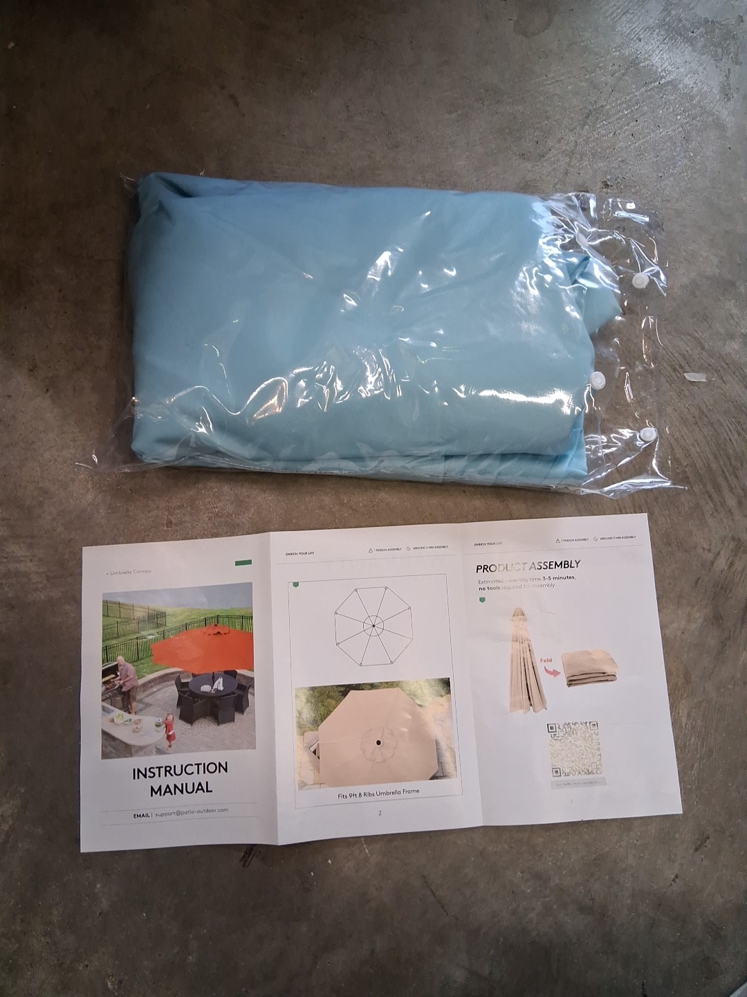 9ft Umbrella Replacement Canopy Cover with 8 Ribs Outdoor Market Yard Aqua Blue