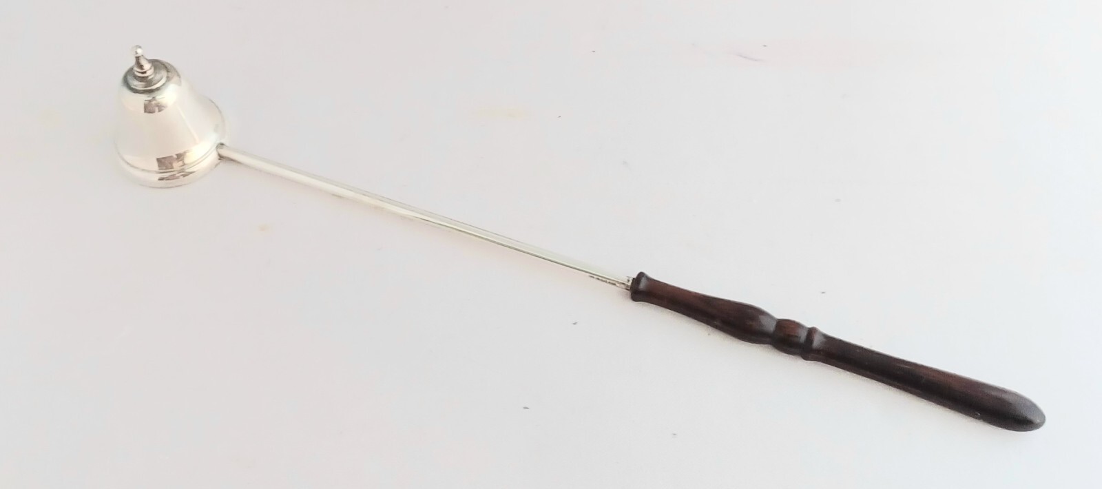 Web Sterling & Wood Handle Candle Snuffer Dark Wood handle  10"