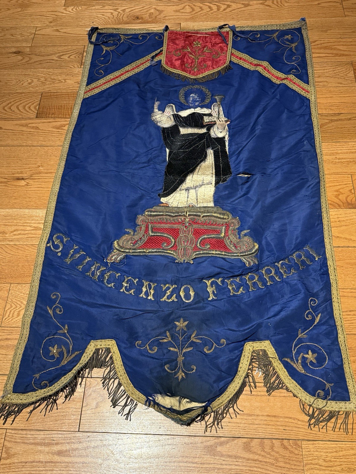 Vintage Catholic Processional Banner Dedicated To St Vincent Ferrer Banner