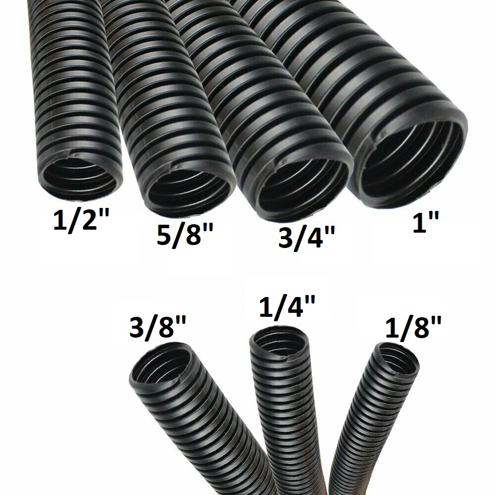 1/8" 1/4" 3/8" 1/2" 5/8" 3/4" 1") 1 - 100 FT Split Wire Loom Conduit Tubing LOT
