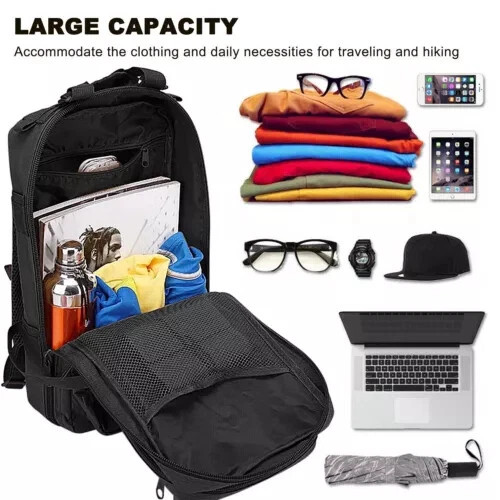30L Military Black Tactical Backpack Rucksack Camping Hiking Bag Outdoor Travel