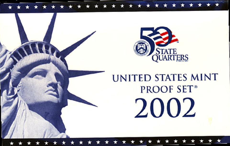 2002 Proof Set. Complete and Original in BLUE mint paper box