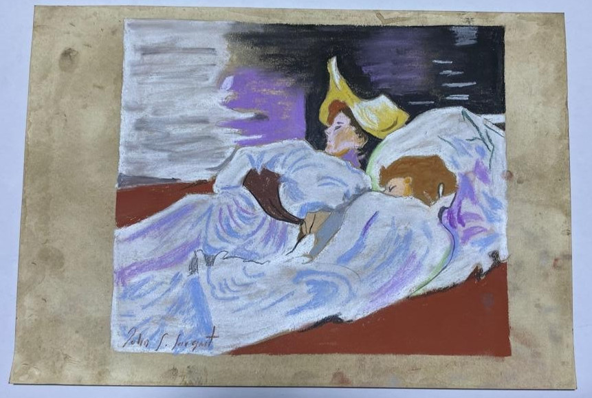 JOHN SINGER SARGENT Drawing on paper (Handmade) signed and stamped mixed media.