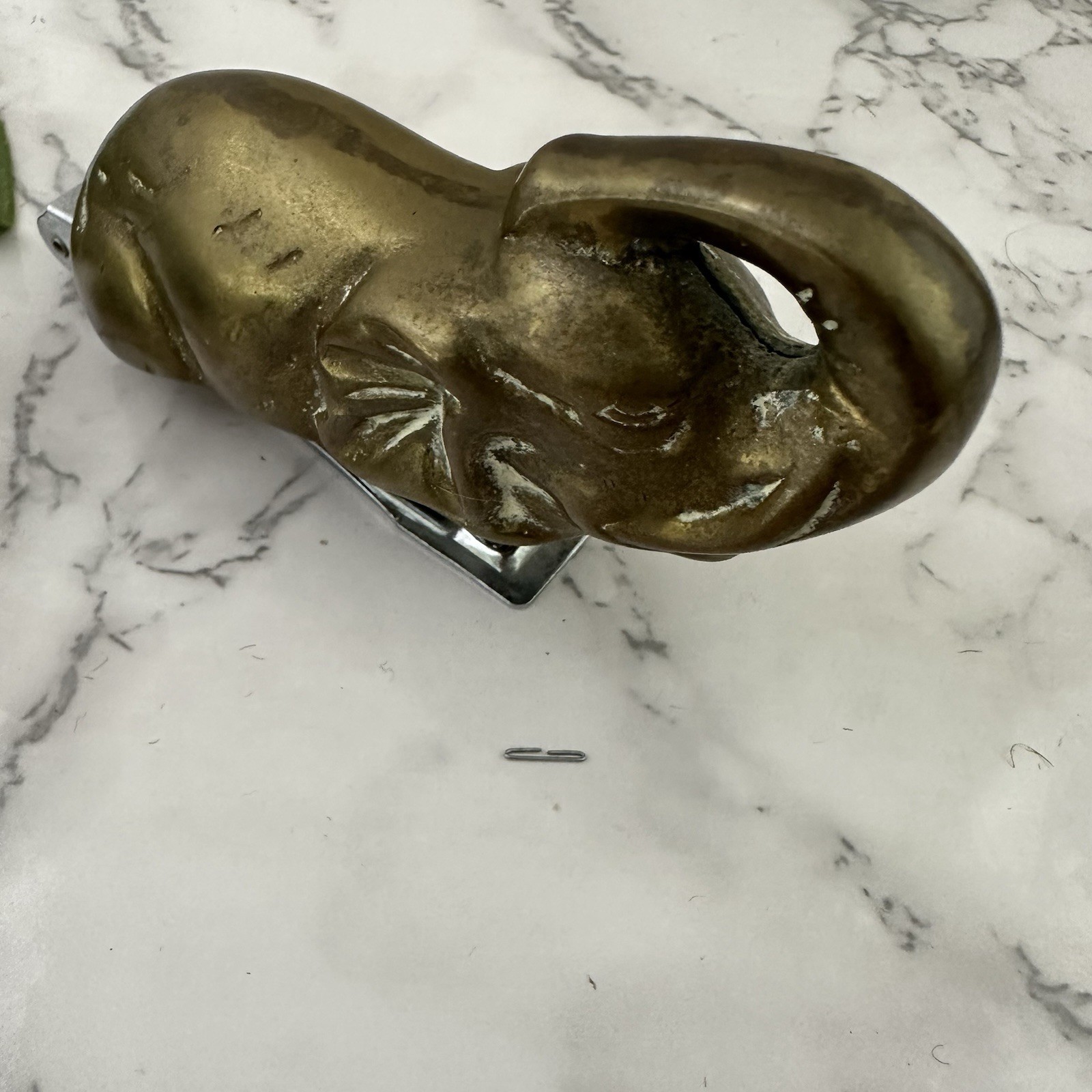 Vintage 80s Brass Elephant Stapler Tape Dispenser Set Desk Decor Metal Novelty