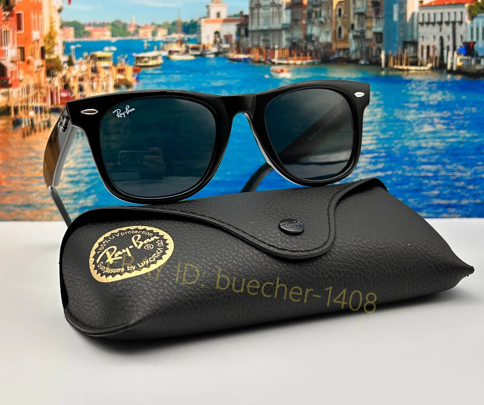 Ray-Ban RB2140 Wayfarer Sunglasses Black Frame Grey Lens 50mm Classic Men Women