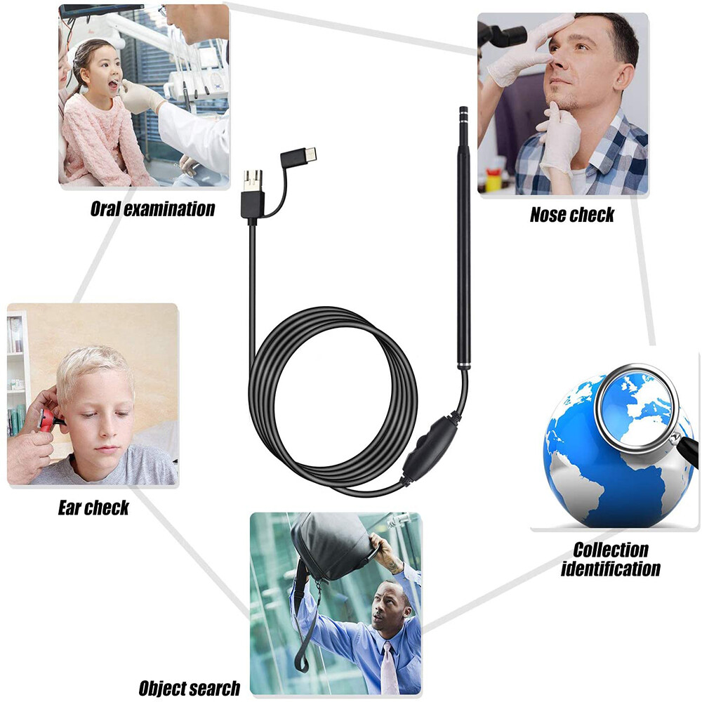 HD Ear Endoscope Otoscope LED Camera Tool Cleaning Wax Pick Cleaner Removal Kit