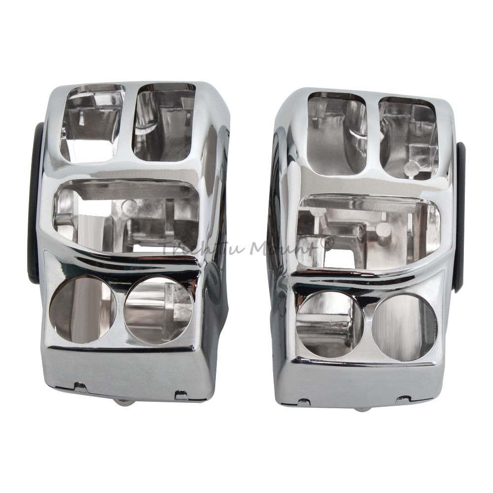 2Pcs Chrome Hand Control Switch Housing Covers For Harley Road King Street Glide