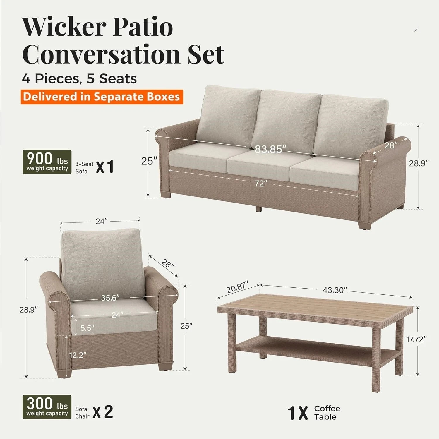 Outdoor Furniture Wicker Furniture Patio Conversation Set Rattan Patio Furniture