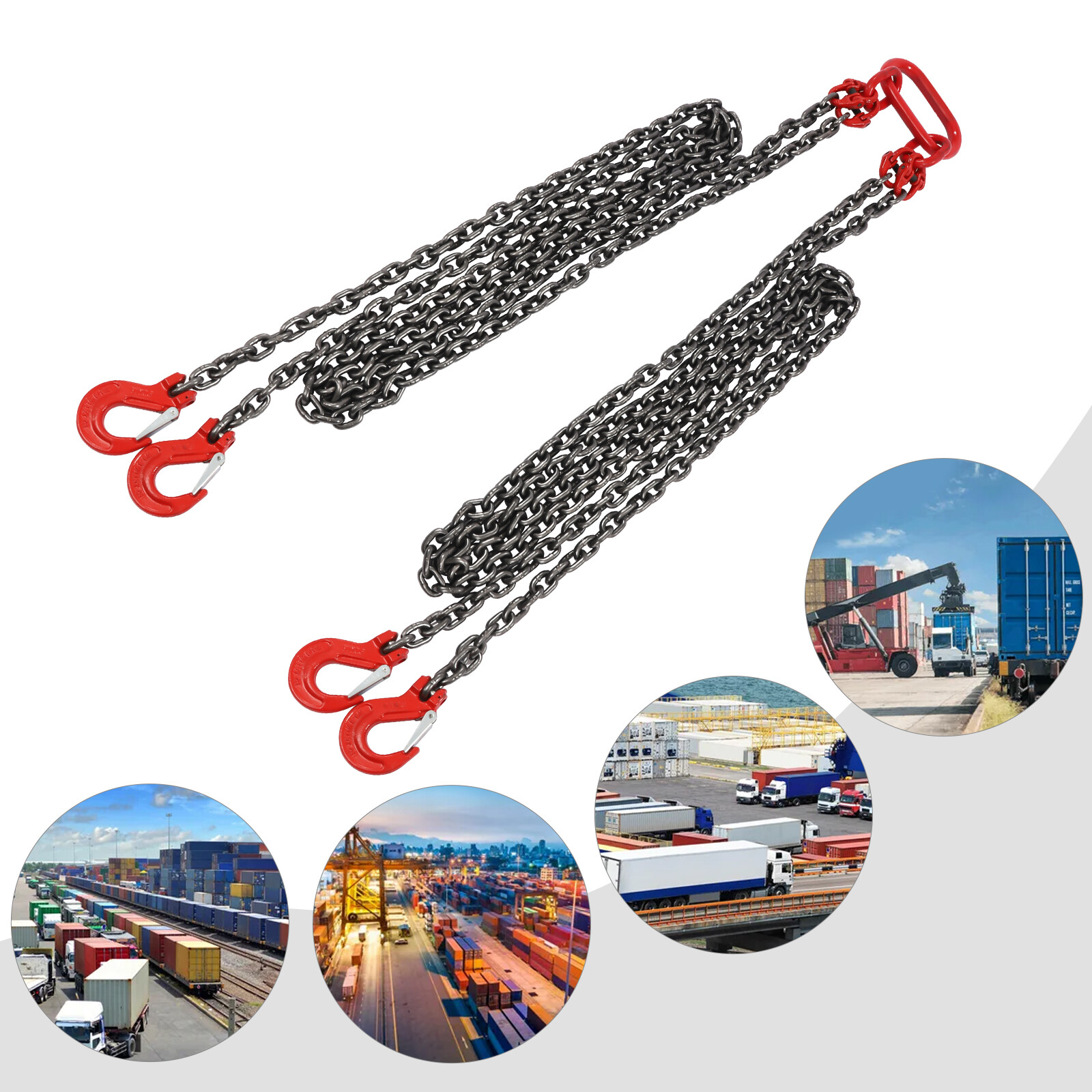 10FT Chain Sling Lift Chain G80 w/ 4 Leg Grab Hooks 5T.45lbs Alloy Steel!