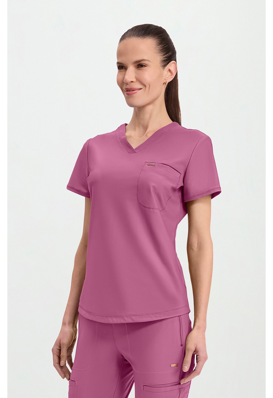 Dusty Mauve Cherokee Scrubs Form Tuckable V Neck Top CK819 DTMA