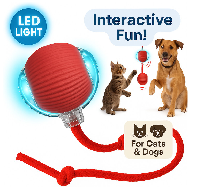 2Pcs Automatic Rolling Ball Smart Cat Dog Toy Electric Pet Self-moving Kitten