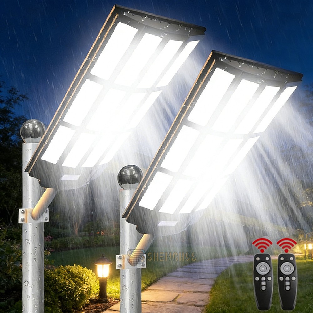 16000W Commercial Solar Street Light Dusk to Dawn Lamp Parking Lot Outdoor+Pole