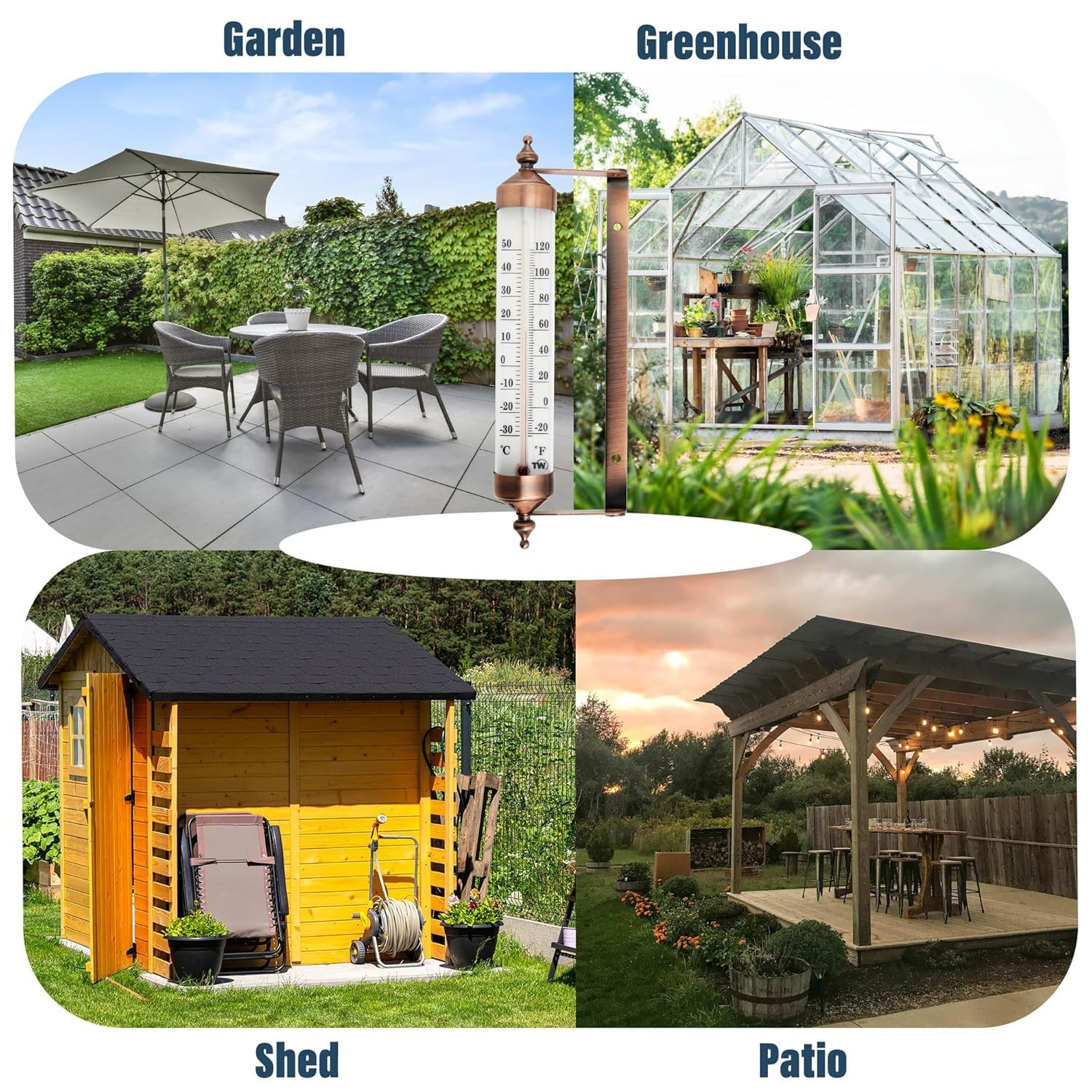 10 Inch Large Numbers Steel Outdoor Thermometer