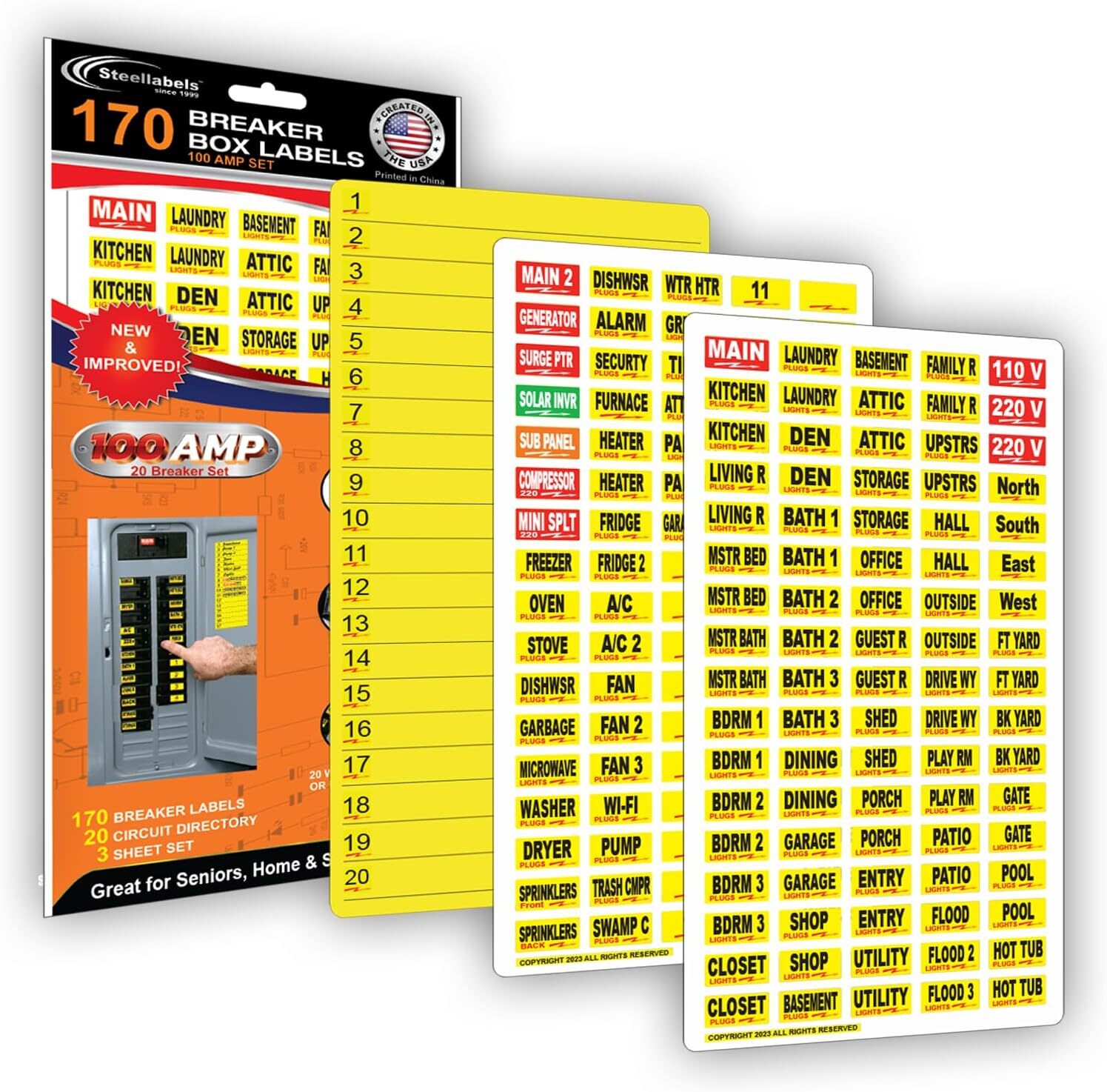 Vinyl Labels for Breaker Panel Boxes 170 Circuit Breaker Decals Choose Your Set