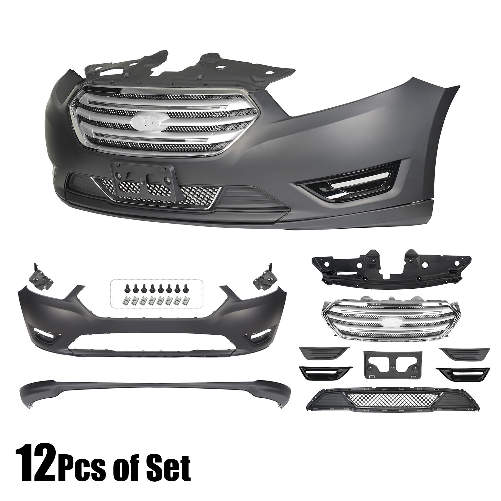 Front Bumper Cover Grille Assembly For 2013-2019 Ford Taurus SE | SEL | Limited