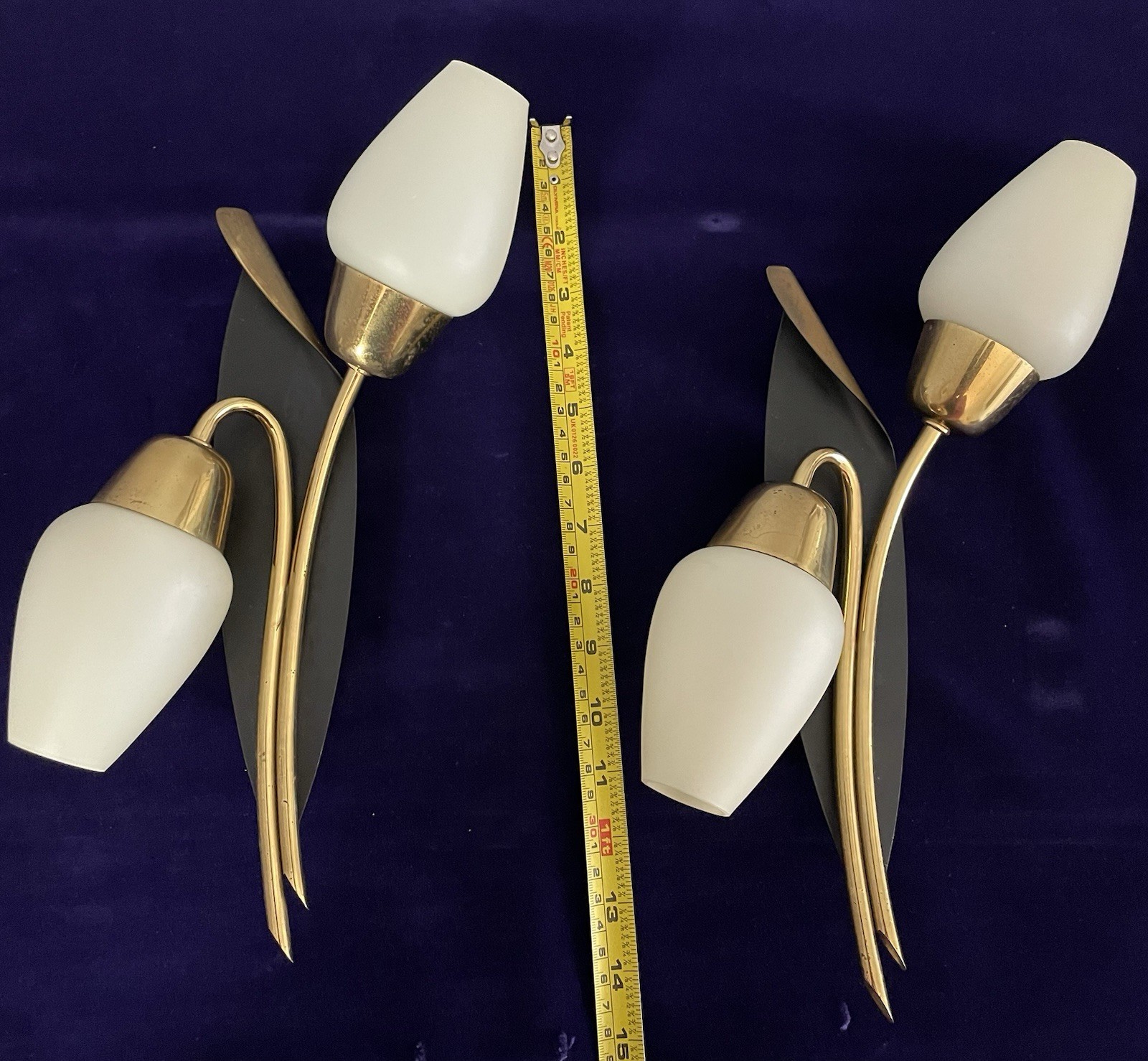 Vintage Mid-century Italian Double Sconces Wall Lights X2