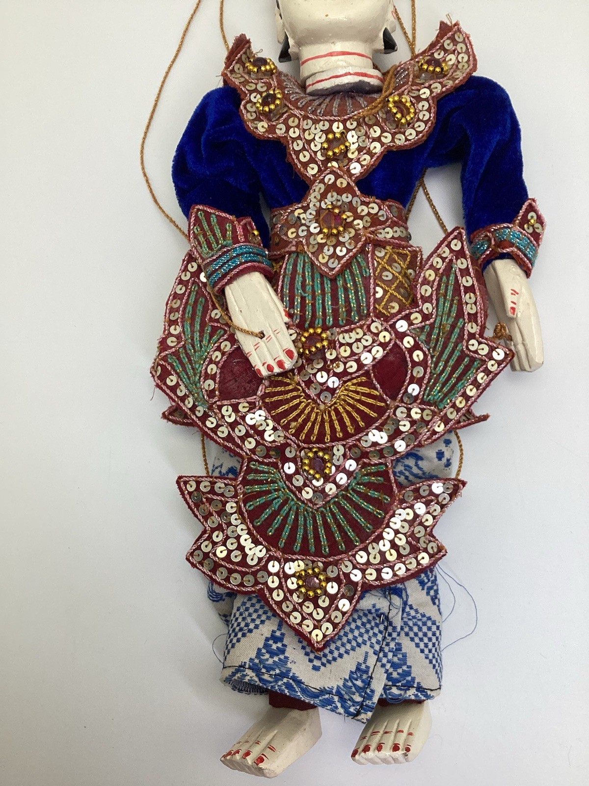 Vtg Burmese String Marionette Handmade Puppet Traditional Dress Burma Myanmar