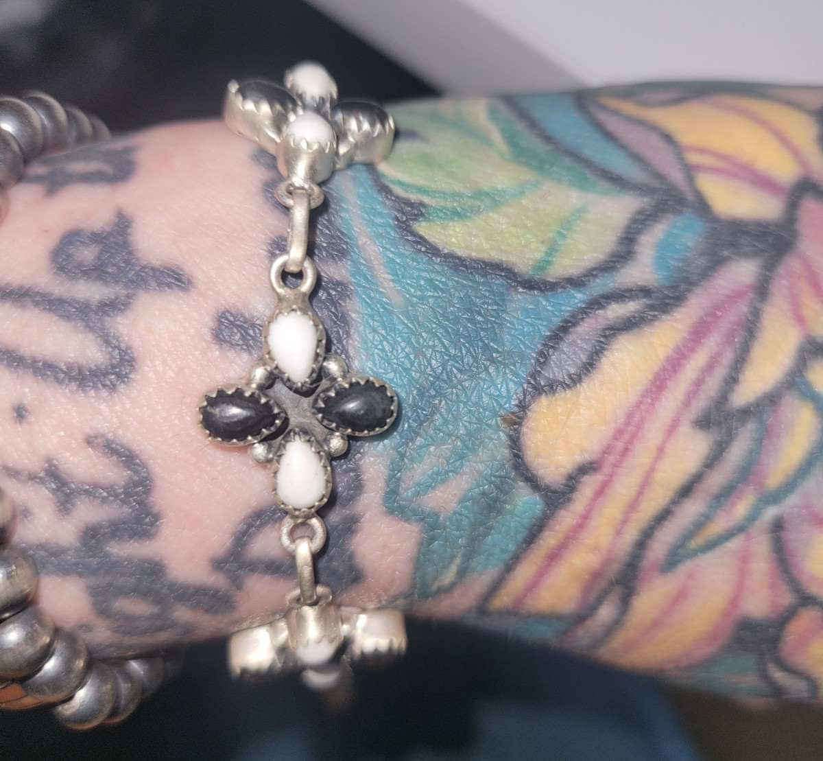 White Buffalo - Sterling Silver 925  bracelet - handmade - full silver back - 8"