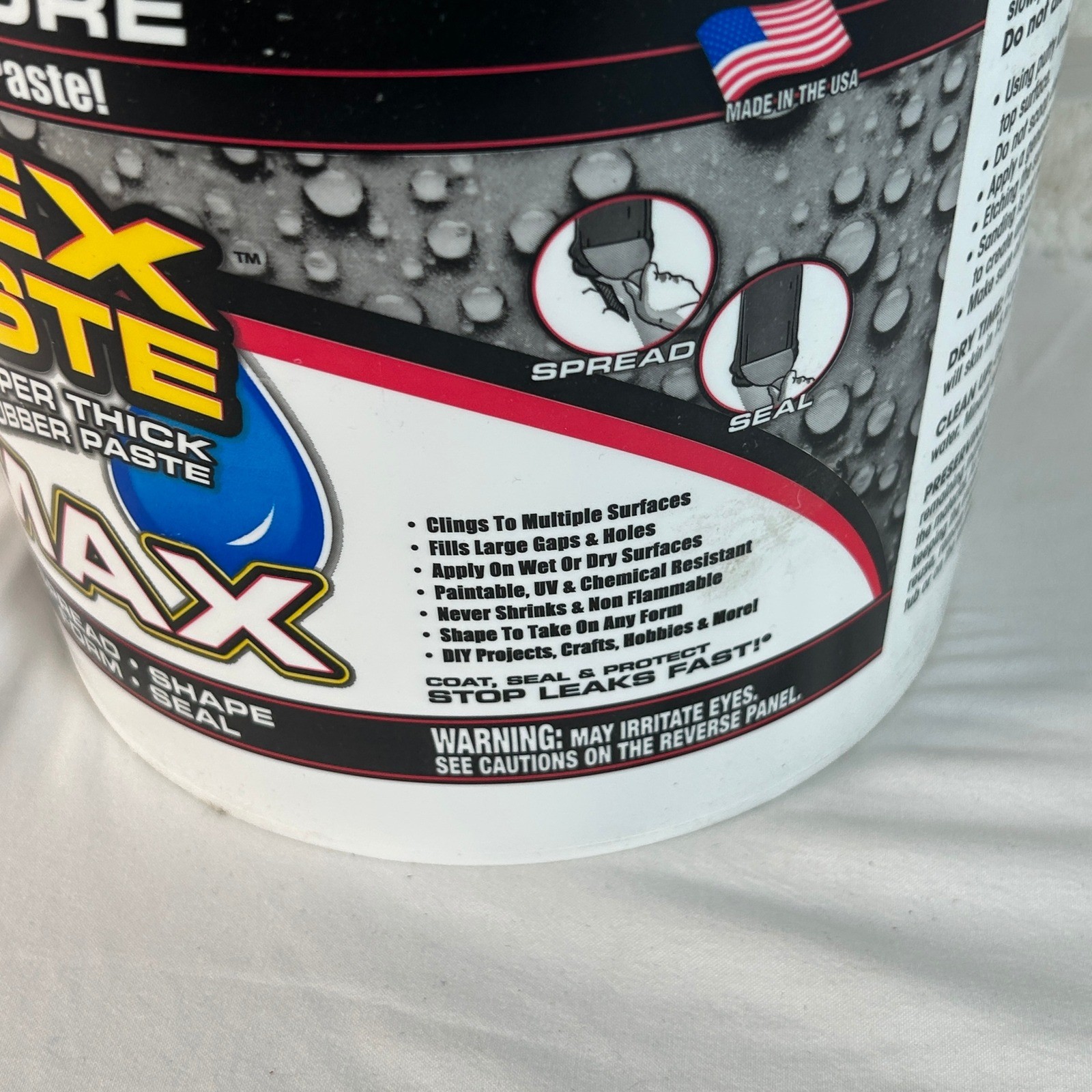 Flex Paste MAX Super Thick Rubber Paste Black 12 lb Tub Spread Shape Form Seal