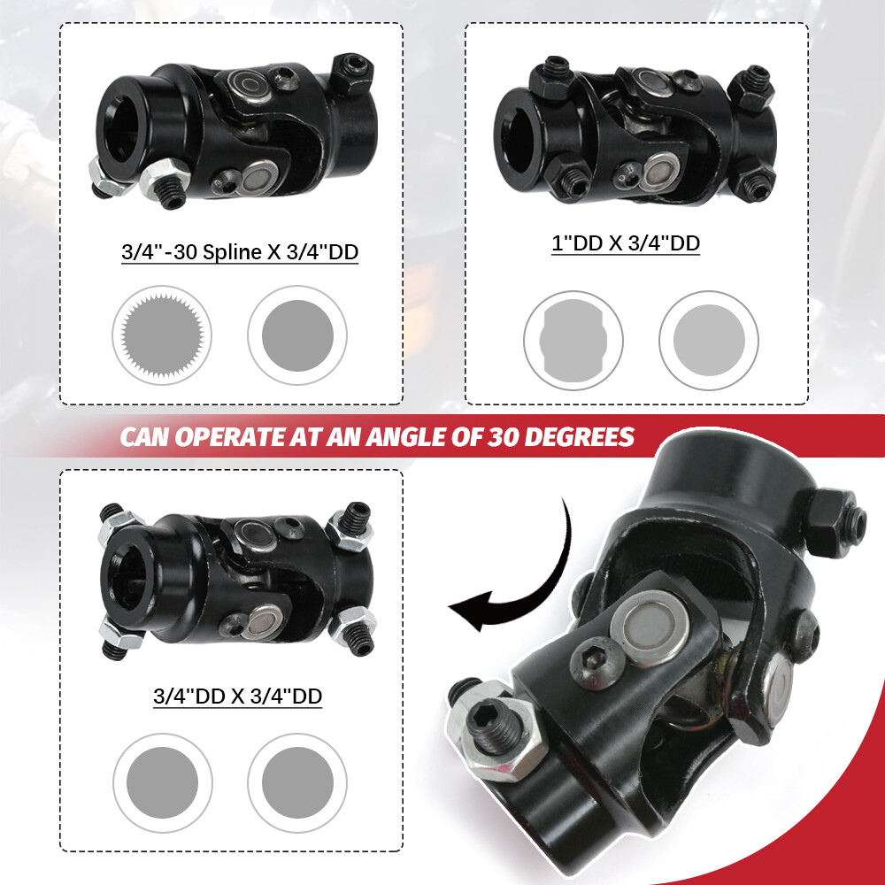 Steering Box Black U Joint 36" Steel Steering Shaft + 3/4" Support Bearing GM