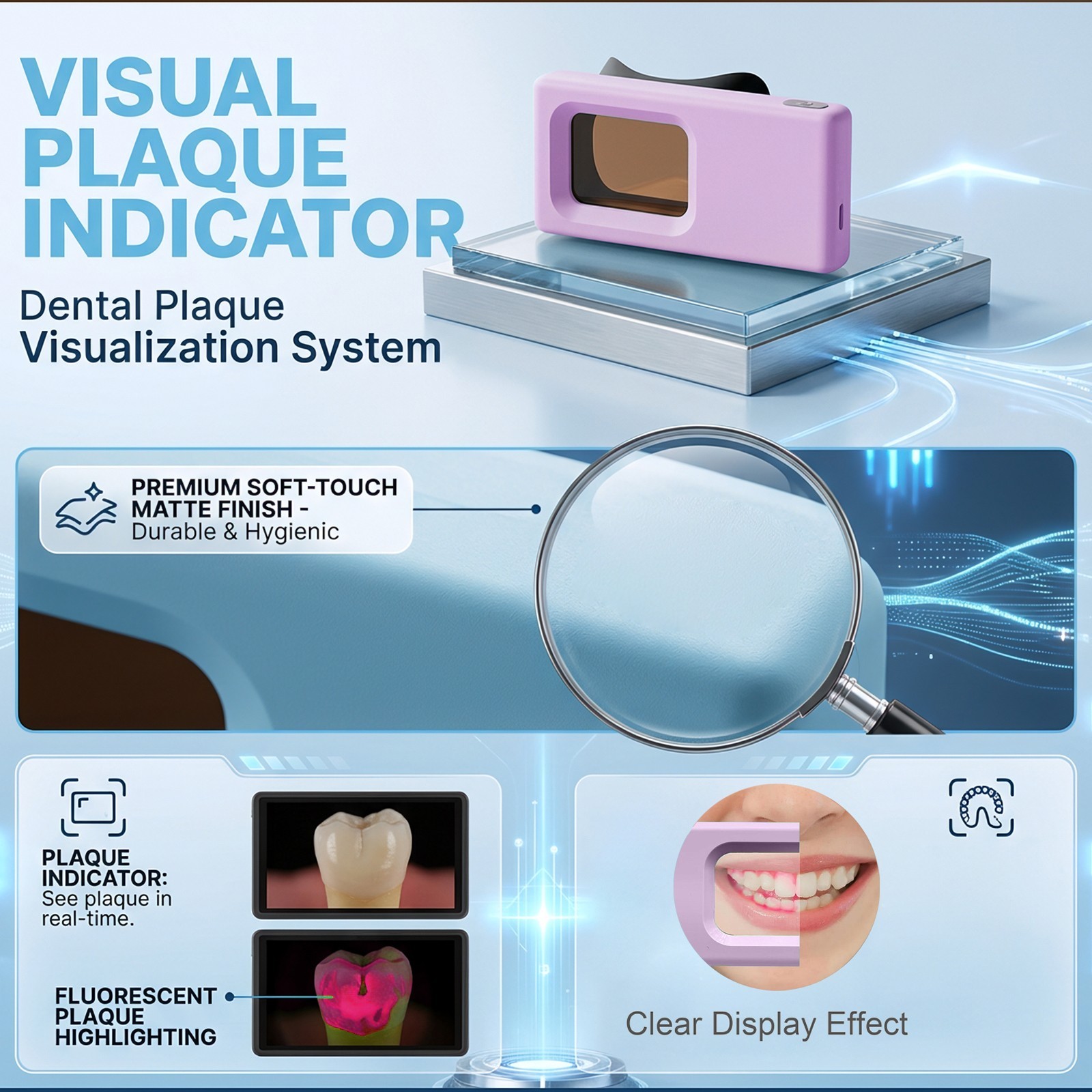 Electric Dental Plaque Indicator Detector Display Device Oral Hygiene Care Pink