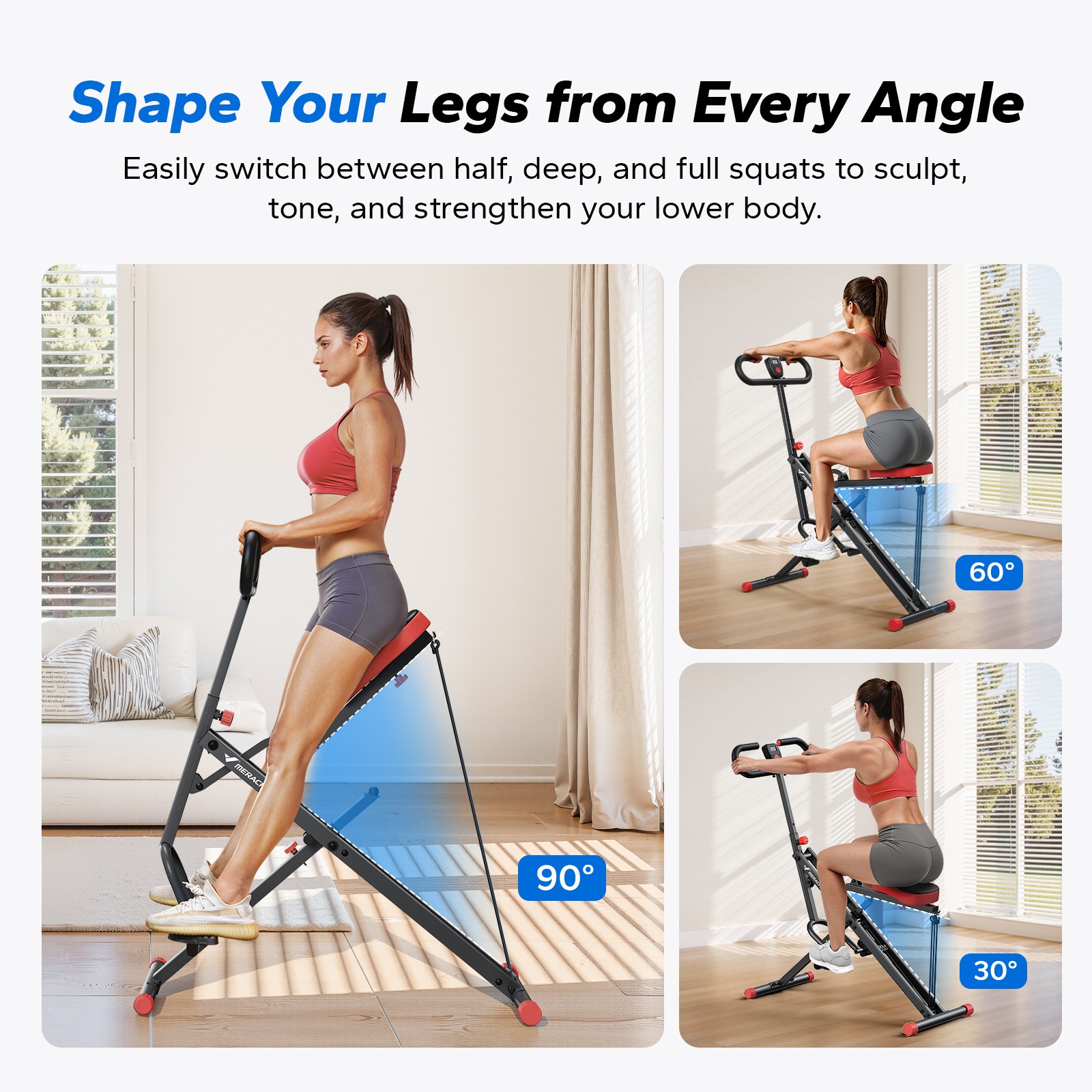 MERACH R07 2 in 1 Squat Rowing Machine Easy Setup & Foldable Exercise Equipment