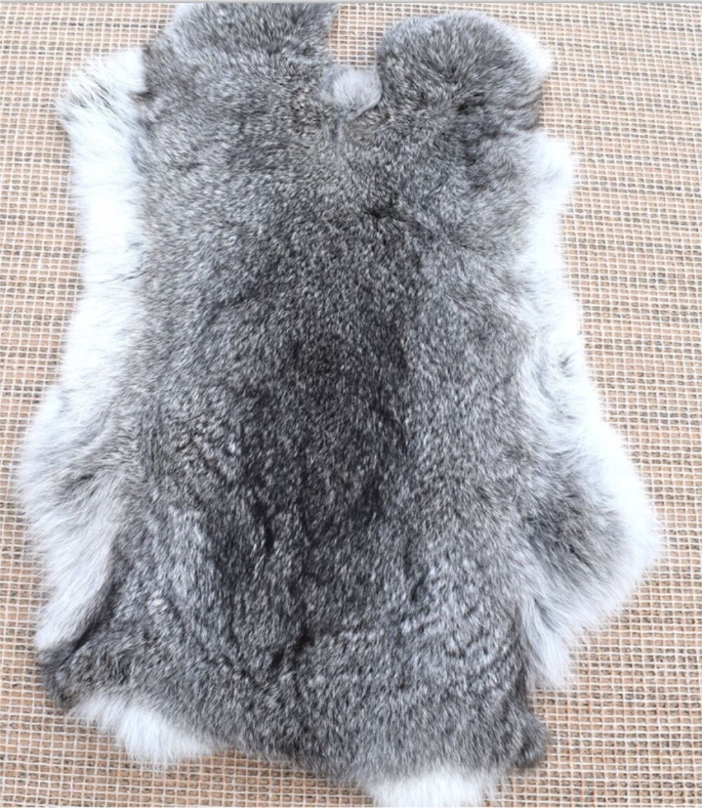 High Quality Soft Natural Gray Rabbit Skin Pelt Real Fur Craft Decro 8-14'' US