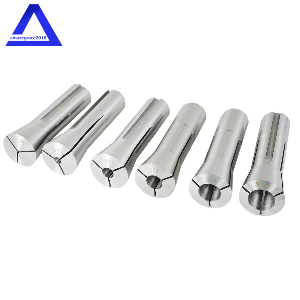 6Pcs 1/8" 1/4" 3/8" 1/2" 5/8" 3/4" Precision R8 Collet Set Mill Chuck Holder Kit