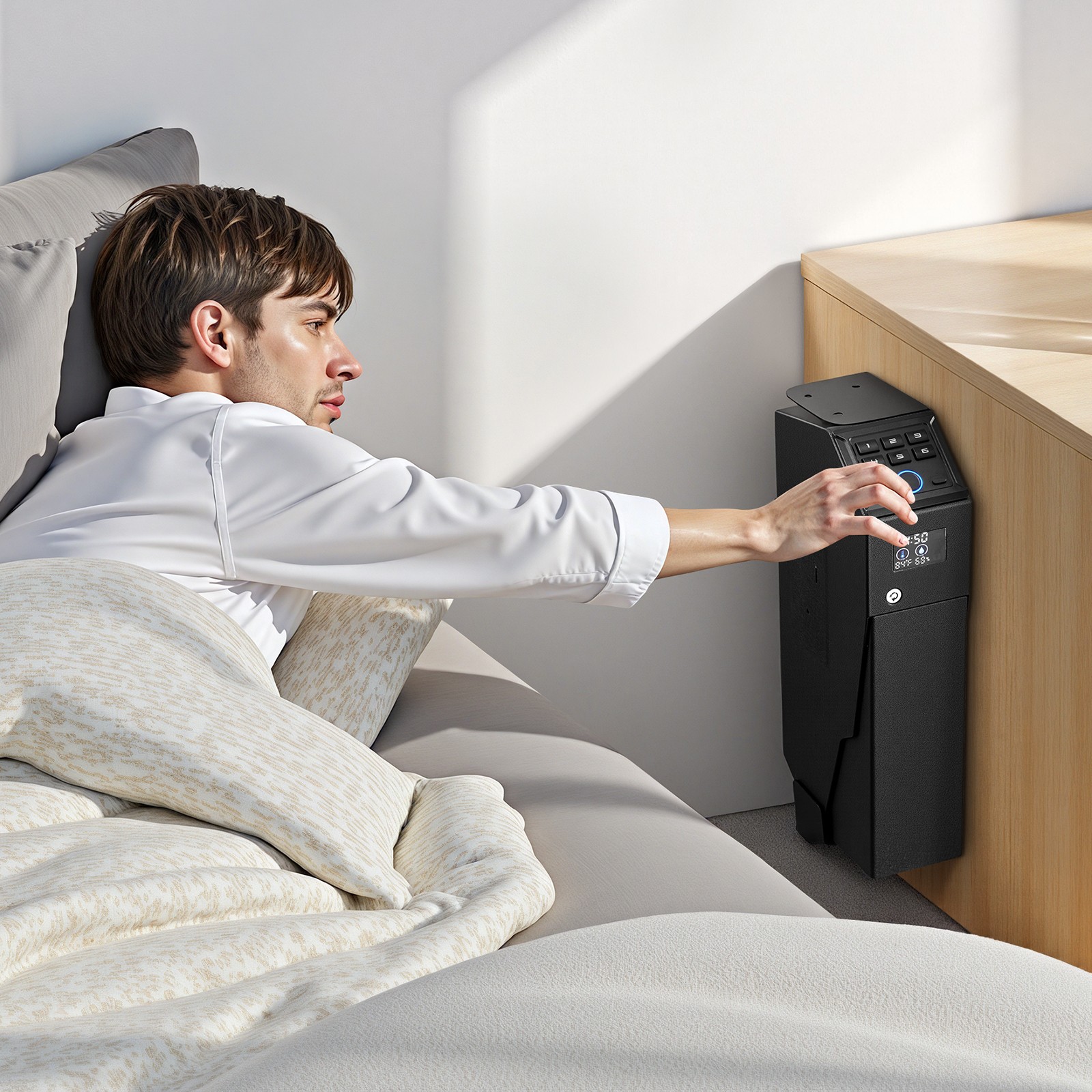 Uimoso Gun Safe Slider w/ Screen Fingerprint/Password/Key for 1 Pistol&Magazine