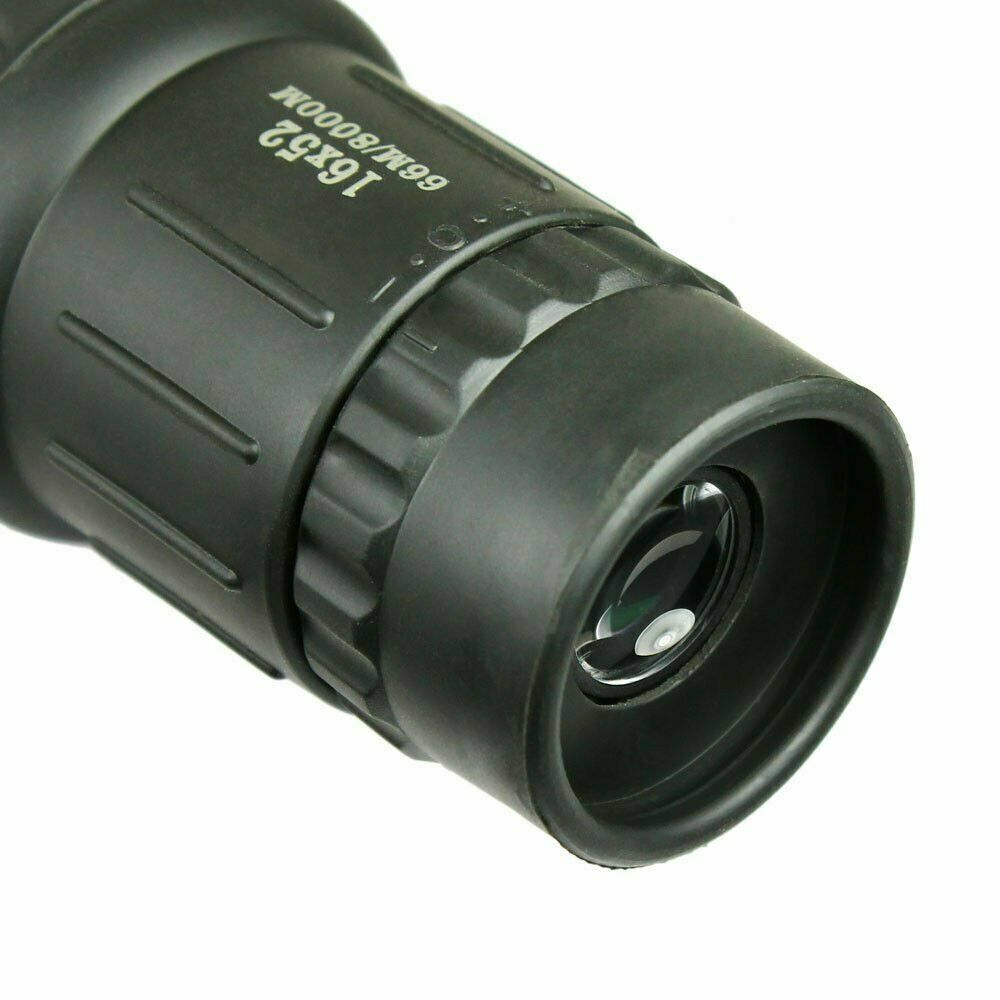 16X52 Monocular Zoom Dual Focus Rubber Armored Telescope for Hunting / Camping