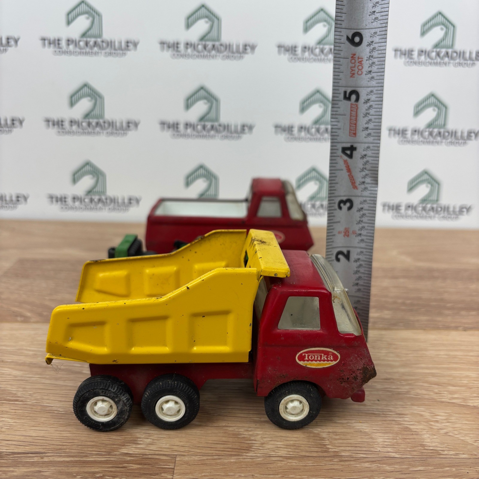 Vintage Tonka Steel Dump Truck and Pickup Truck Lot Red Yellow Green