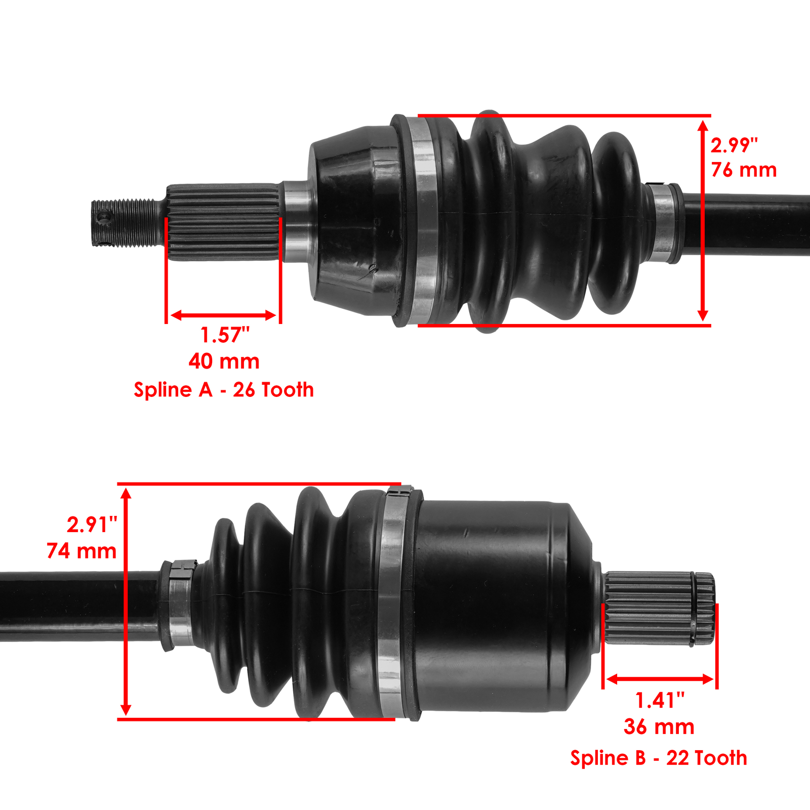 Front Rear Left Right CV Joint Axles for Polaris Ranger XP 900 All 2013-2017