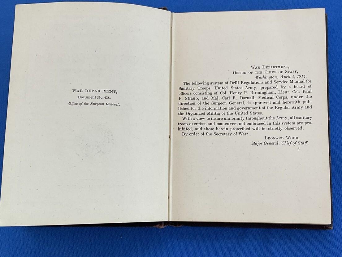 1917 DRILL REGULATION & SERVICE MANUAL FOR SANITARY TROOPS WWI