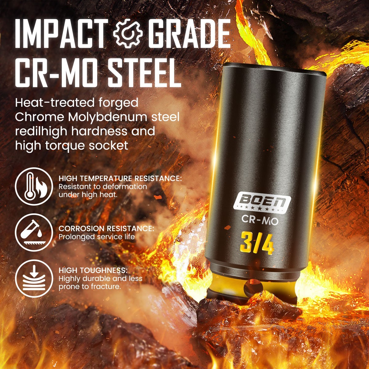 3/8'' inch Impact Socket Set, 50PCS SAE (5/16 to 3/4 inch) and Metric (8mm-22mm)