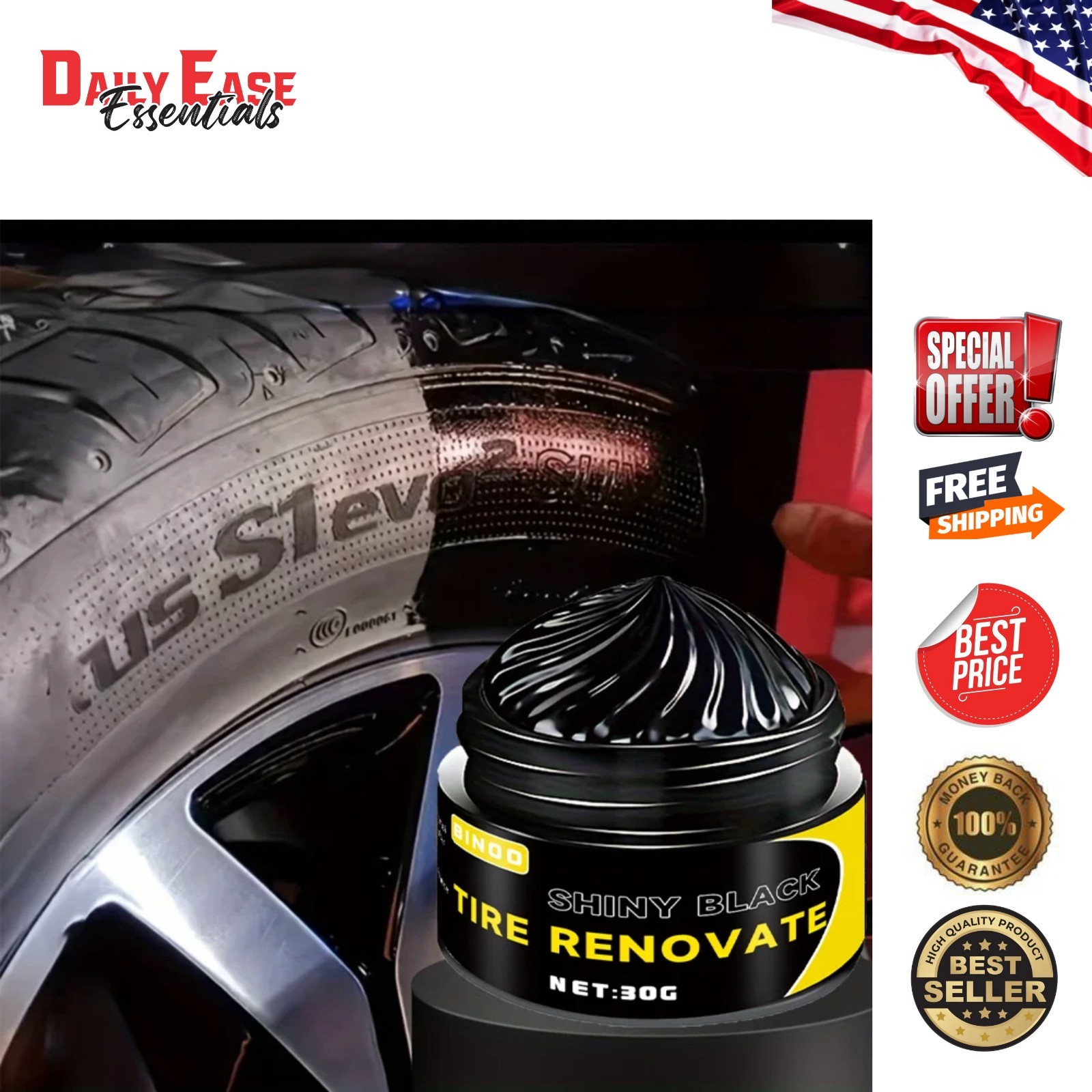 Tire Wax Black Shine Restorer Long Lasting Protection Anti Crack Formula