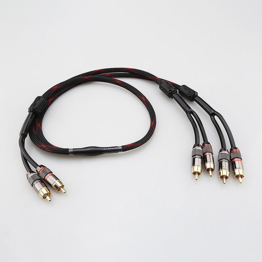 Hifi Extension Cable Gold Plated RCA Plug Splitter 2 Male to 4 Male RCA Adapter