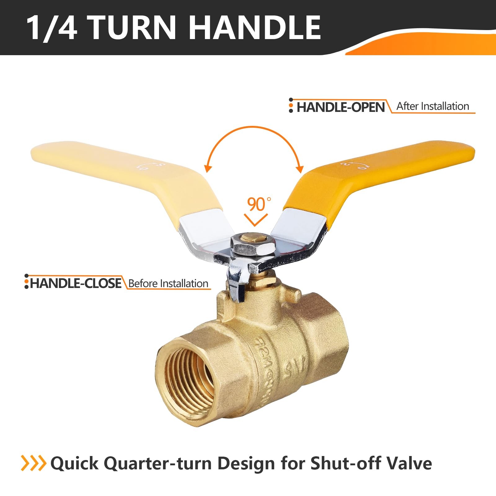 1-Pack 3/4 Inch FIP Threaded Ball Valve, Brass Full Port Shut-off Valve,3/4" ...