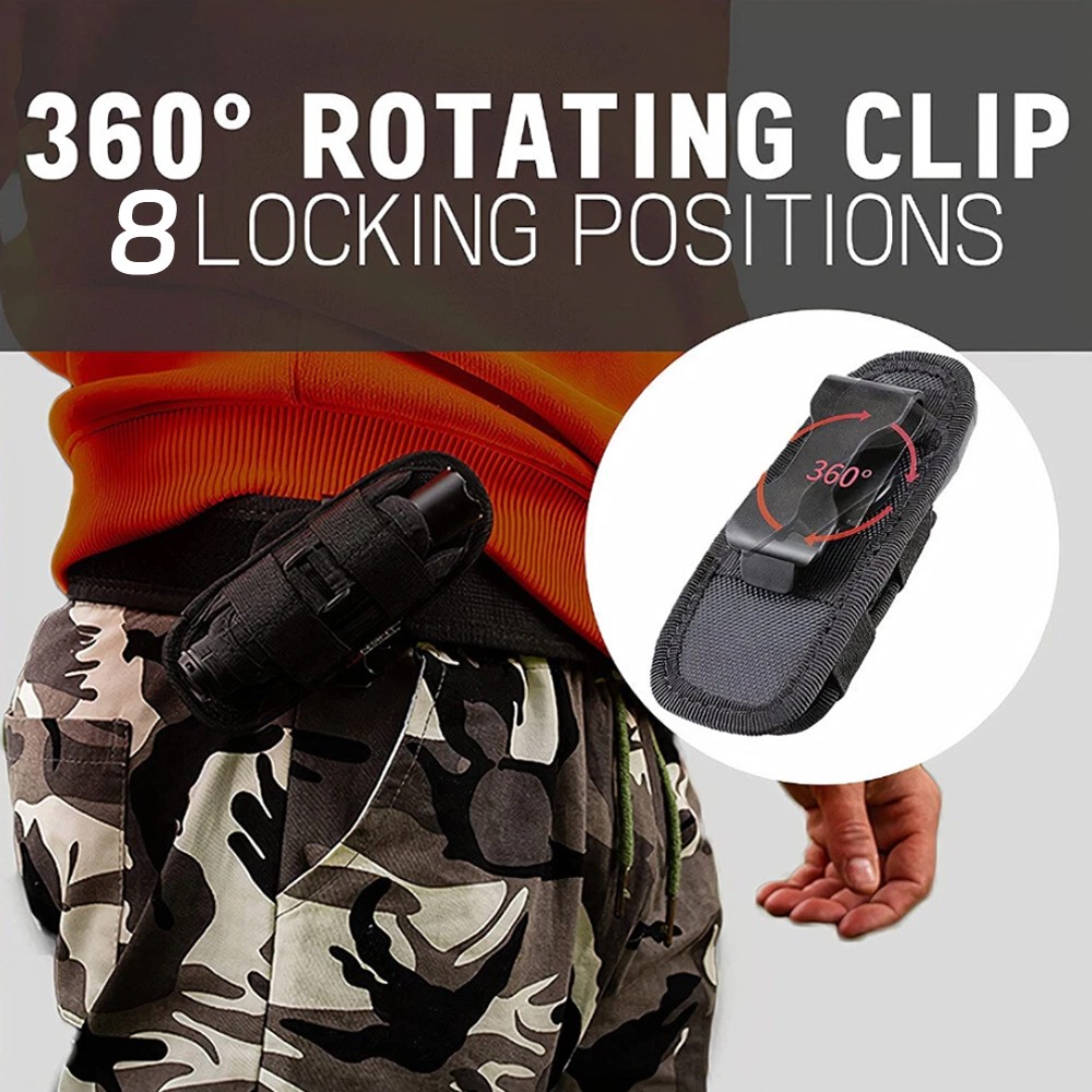 360° Rotatable Green Tactical Flashlight Holster Stretchable Clip Holder Pouches