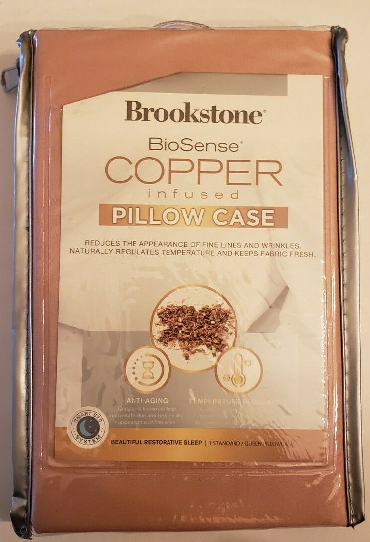 Standard Pillowcase, Brookstone BioSense Copper Infused Pillow Case 2 Pack