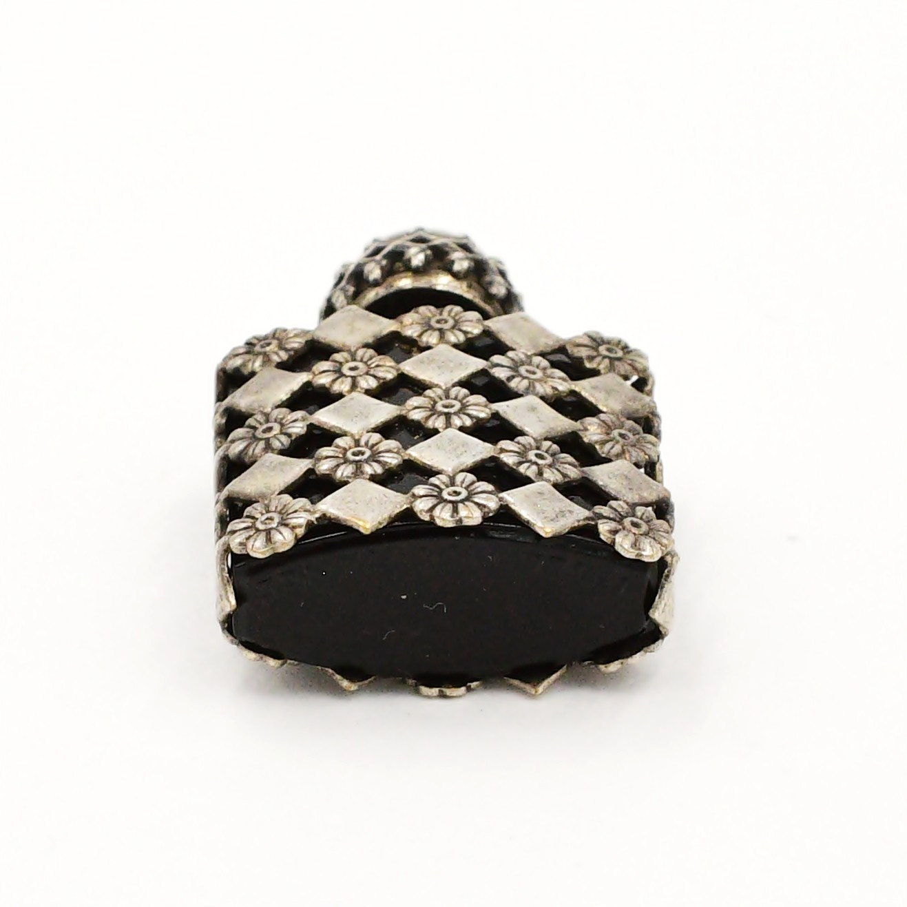 Sterling Silver 925 Vintage Turquoise Gemstone Flower Perfume Bottle