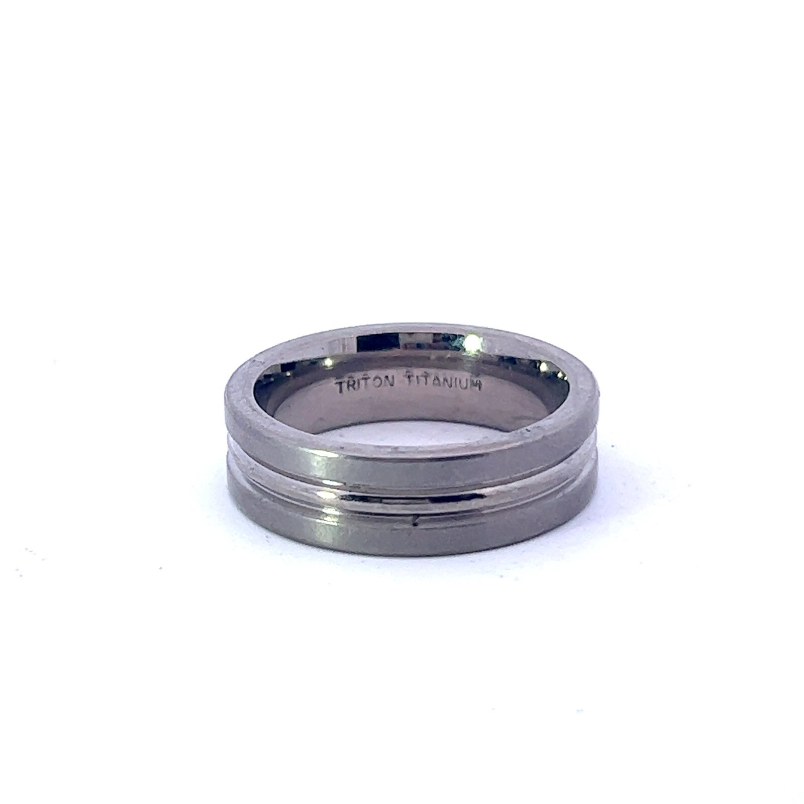 Men's TRITON Titanium Flat Edge Grooved 7mm Wedding Band Ring