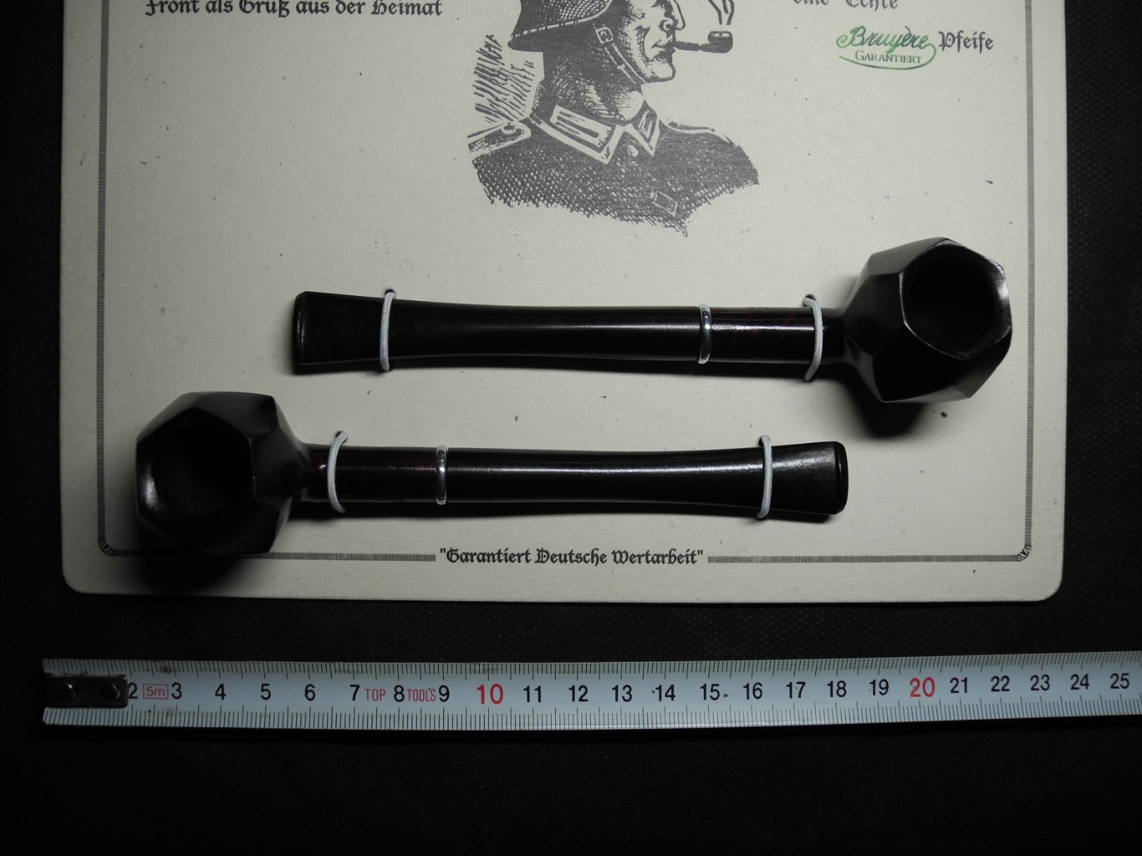 WW2 German Wehrmacht Heer smoking pipes X2 & card - VERY RARE!