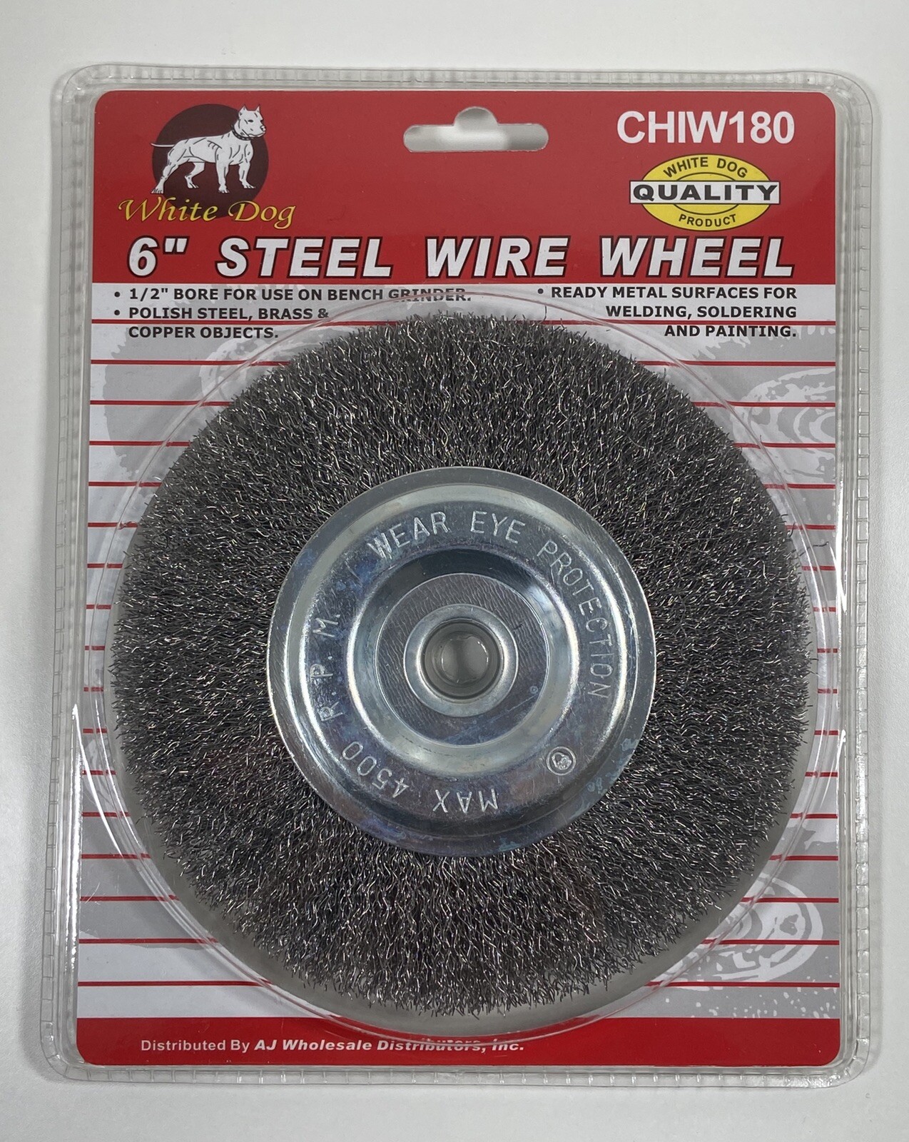 STEEL WIRE 6” WHEEL FOR BENCH GRINDER 1/2" BORE 4500 RPM
