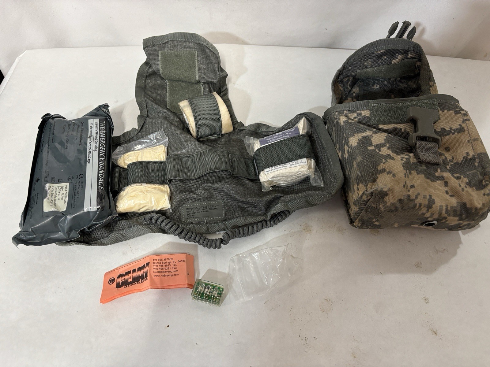 US Military Improved First Aid Kit IFAK w Parts and IR Beacon